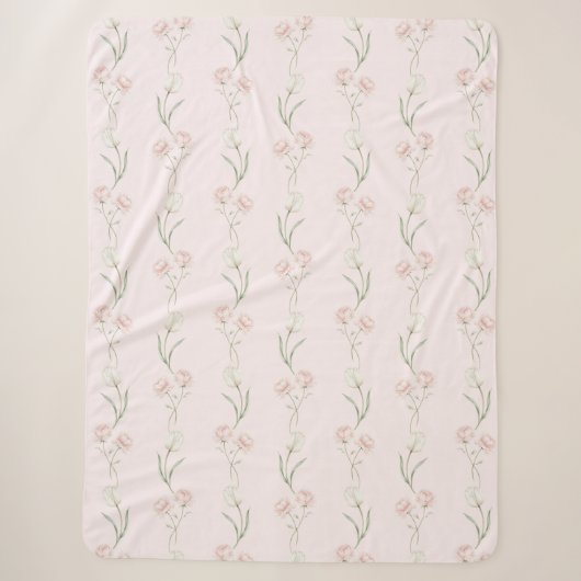 Blozende Roze Rozen Witte Tulpen Sherpa Deken (Voorkant)