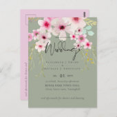 Blozende Roze Salie Bloem Bruiloft Script Budget Briefkaart (Voorkant / Achterkant)