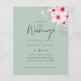 Blozende Roze Salie Bloemige Trouw UITNODIGINGEN B