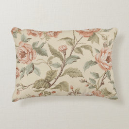 Blozende Roze Salie Groen Beige Shabby Chic Bloeme Accent Kussen