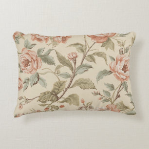 Blozende Roze Salie Groen Beige Shabby Chic Bloeme Accent Kussen