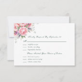 Blozende Roze Salie Waterverf Bloem Menu RSVP (Voorkant)