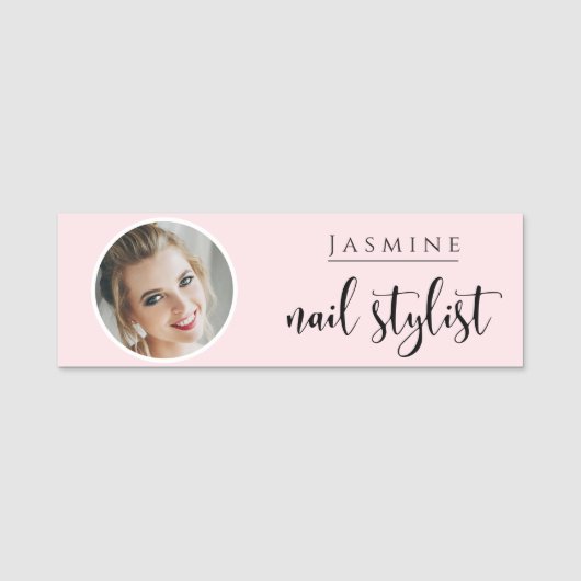 Blozende Roze Schoonheid Professionele Nagelstylis Naamplaatje (Voorkant)