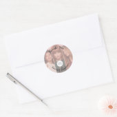 Blozende Roze Script Logo 3 Foto Kapsalon Ronde Sticker (Envelop)