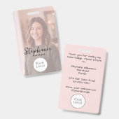 Blozende Roze Script Logo Foto Haar Badge (Voor- en achterkant)
