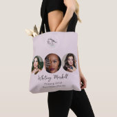 Blozende Roze Script Logo Foto Make-up Artiest Tote Bag (Dichtbij)