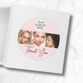 Blozende Roze Script Logo Foto Make-up Bedankt Ronde Sticker