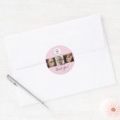 Blozende Roze Script Logo Foto Make-up Bedankt Ronde Sticker (Envelop)