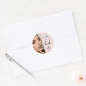 Blozende Roze Script Logo Foto Make-up Bedankt Ronde Sticker (Envelop)