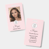 Blozende Roze Script Logo Foto Make-up en Wimpers Badge (Voor- en achterkant)