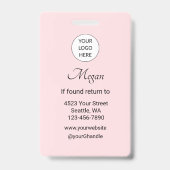 Blozende Roze Script Logo Foto Make-up en Wimpers Badge (Achterkant)