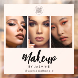 Blozende Roze Script Logo Foto Make-up Raamsticker