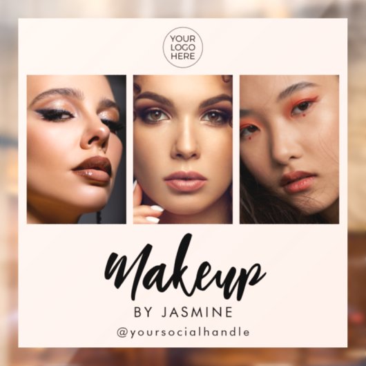 Blozende Roze Script Logo Foto Make-up Raamsticker (Vel 2)