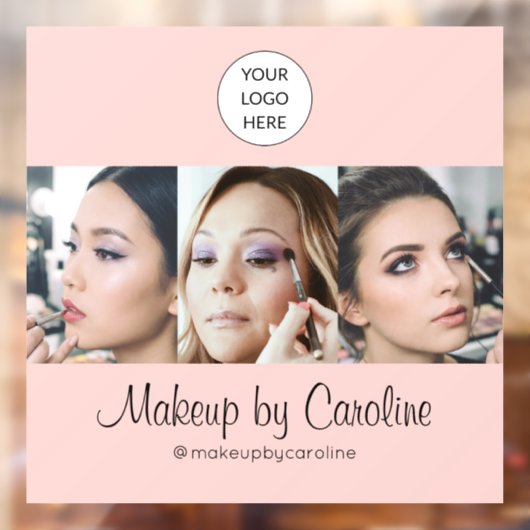 Blozende Roze Script Logo Foto Make-up Studio Raamsticker (Vel 2)