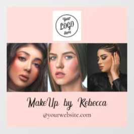 Blozende Roze Script Logo Foto Make-up Studio Raamsticker