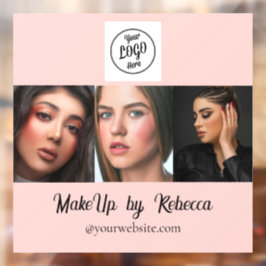 Blozende Roze Script Logo Foto Make-up Studio Raamsticker