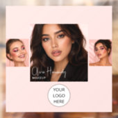 Blozende Roze Script Logo Foto Make-up Studio Rame Raamsticker (Vel 2)