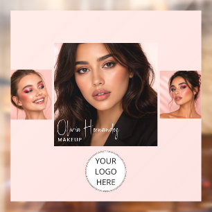 Blozende Roze Script Logo Foto Make-up Studio Rame Raamsticker