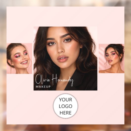 Blozende Roze Script Logo Foto Make-up Studio Rame Raamsticker (Vel 2)