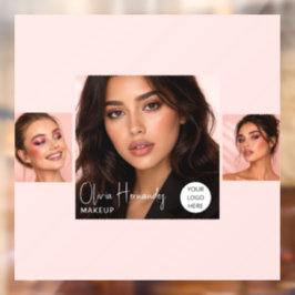 Blozende Roze Script Logo Foto Make-up Studio Rame Raamsticker