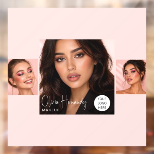 Blozende Roze Script Logo Foto Make-up Studio Rame Raamsticker (Vel 2)