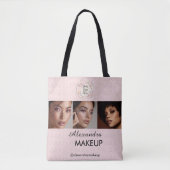 Blozende Roze Script Logo Foto Make-up Studio Tote Bag (Voorkant)