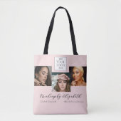 Blozende Roze Script Logo Foto Make-up Studio Tote Bag (Voorkant)