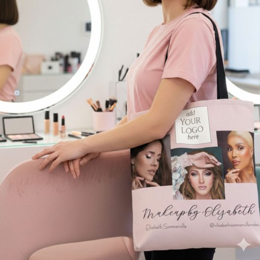 Blozende Roze Script Logo Foto Make-up Studio Tote Bag