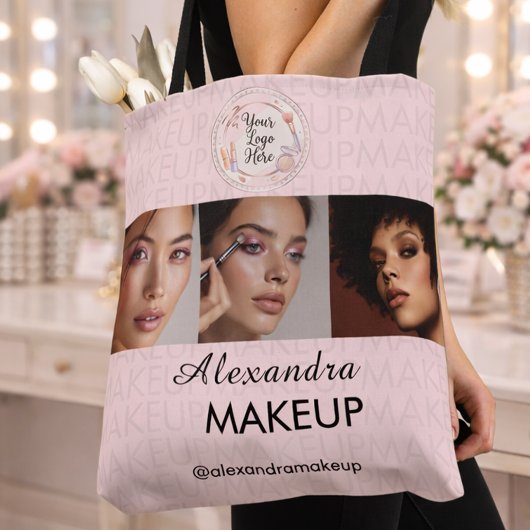 Blozende Roze Script Logo Foto Make-up Studio Tote Bag