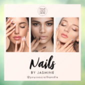 Blozende Roze Script Logo Foto Nagelstylist Raamsticker (Vel 3)