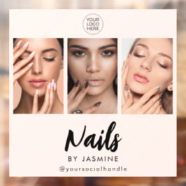 Blozende Roze Script Logo Foto Nagelstylist Raamsticker