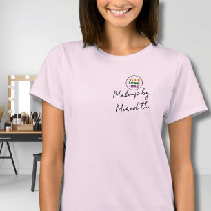 Blozende Roze Script Logo Make-up Medewerkers T-shirt