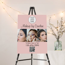 Blozende Roze Script Logo QR Code Foto Make-up