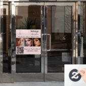 Blozende Roze Script Logo QR Code Foto Make-up Raamsticker (Kantoordeur)
