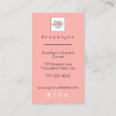Blozende Roze Script Logo QR Code Foto Make-up Visitekaartje (Achterkant)