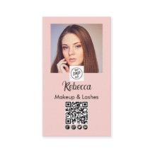 Blozende Roze Script Logo QR Code Foto Make-up