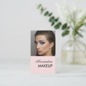 Blozende Roze Script QR Code Foto Make-up Visitekaartje (Staand voorkant)