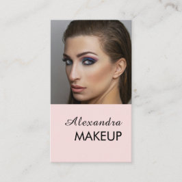 Blozende Roze Script QR Code Foto Make-up Visitekaartje