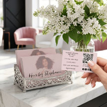 Blozende Roze Script QR Code Logo Foto Haar Salon
