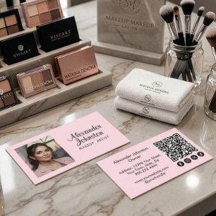 Blozende Roze Script Sociaal Icoon QR Code Foto Ma Visitekaartje