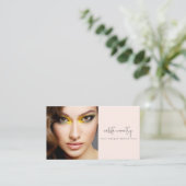 Blozende Roze Script Sociaal Icoon QR Code Foto Ma Visitekaartje (Staand voorkant)