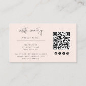 Blozende Roze Script Sociaal Icoon QR Code Foto Ma Visitekaartje (Achterkant)