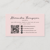 Blozende Roze Script Sociaal Icoon QR Code Foto Wi Visitekaartje (Achterkant)