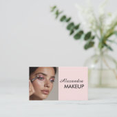 Blozende Roze Script Sociale Icoon QR Code Foto Ma Visitekaartje (Staand voorkant)