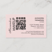 Blozende Roze Script Sociale Icoon QR Code Foto Ma Visitekaartje (Achterkant)