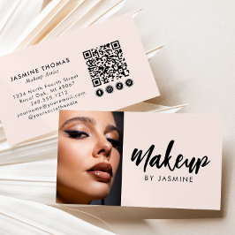 Blozende Roze Script Sociale Icoon QR Code Foto Ma Visitekaartje