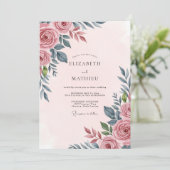 Blozende Roze Serene Botanische Bruiloft Kaart (Staand voorkant)