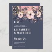 Blozende Roze Stof Blauw Rosegoud Bloemig Trouw Ch (Voorkant / Achterkant)