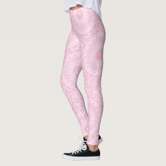 Blozende Roze Straling Mandala Leggings (Links)