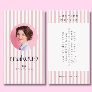 Blozende Roze Strepen Elegante Foto Make-up Arties Visitekaartje
